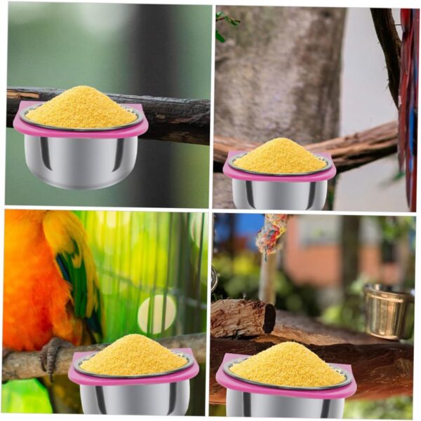 Yardwe 3pcs Parrot Food Box Bird Cage Bird Feeder Bird Feeding Holder Parrots Feeder Bird Food Bowl Bird Food Holder Bird Food Container Bird Food Feeder Bird Feeding Cup Stainless Steel - Image 6