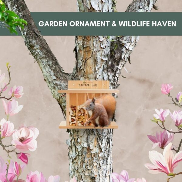 Garden Mile Squirrel Feeder and Bird Feeder, Large Wooden Jail Picnic Table, Durable Outdoor Wildlife Feeding Station, Garden Ornament for Birds and Squirrels (Jail) - Image 6