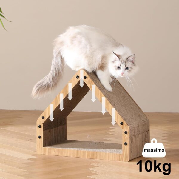 FUKUMARU Cat Scratching Board, Extra Long 41 cm House Shape Scratcher Board for Cats, Resistant Cat Scratching Board Made of Corrugated Paper, Maximum Load 10 KG - Image 5