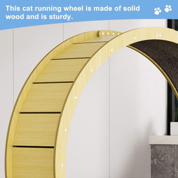 Hibtn Large Cat Exercise Wheel Diameter 43.3inch,Cat Treadmill,Cat Running Wheel For Indoor Cats With Brake,Cat Interactive Toy,Cat Weight Control Machine,With Lock And Carpeted - Image 5