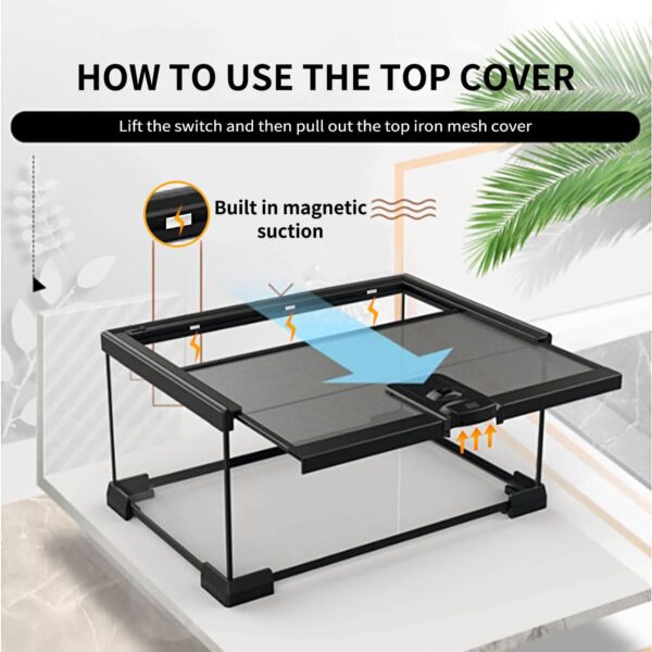 Reptile Glass Terrarium kit，12"x8"x6"Terrarium Enclosure Amphibians Tank Cage with Magnetic Sliding Door for Small Reptiles, Amphibians and Invertebrates. - Image 3