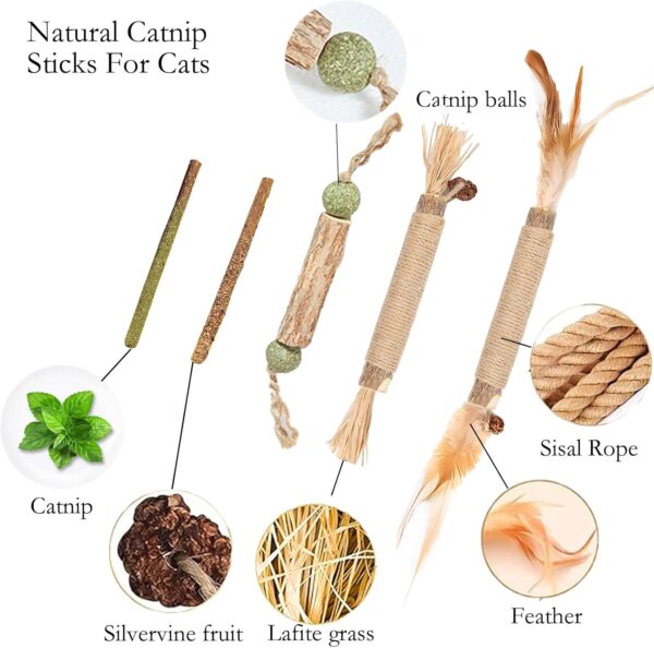GIAPINST Catnip Toys for Cats, Cat Catnip Sticks, Natural Matatabi Silvervine Chew Sticks, Pet Catnip Teeth Cleaning Toys for Indoor Kitten, Dental Care and Stress Release(12 pcs) - Image 3