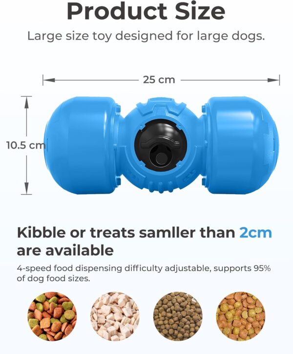 LACCEN Interactive Dog Toy, Rolling Dog Treat Dispenser Slow Feeder, Funny Giggle Dog Puzzle Toy, Reduce Boredom Improve IQ, Dog Treat Toys for Boredom Medium Large Dogs (Blue) - Image 6