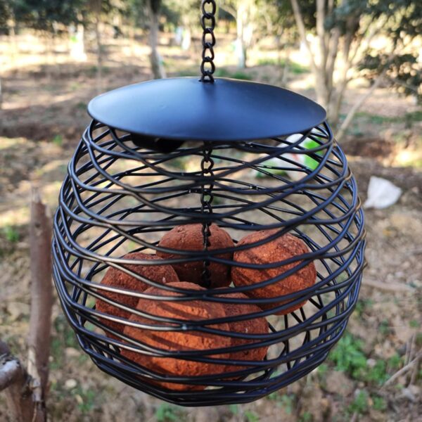 Birds Food Dispenser with Roof for Wild Garden Suet Basket Outdoor Hanging Dispenser for Wild Birds - Image 7