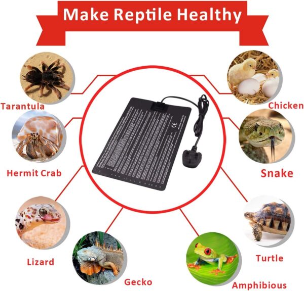 AIICIOO Lizards Terrarium Heat Pads - 8W Pets Heating Pad Aquarium Heated Mats Tank Warmer for for Reptiles, Lizard, Turtles, Snake - Image 7