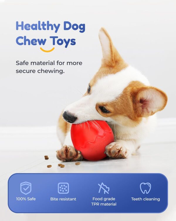 LACCEN Interactive Treat Dispenser Dog Toy, Slow Feeder Toys for Boredom, Durable Dog Chew Toys for Small Medium Large Dogs (Eggshell Shape, Red) - Image 3