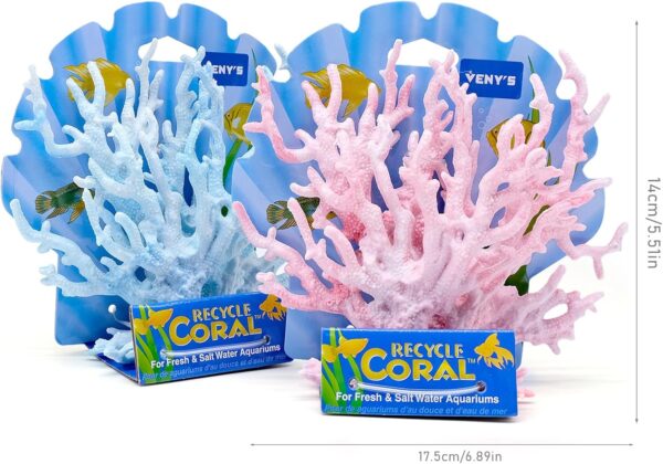 JJYHEHOT Aquarium Coral Decoration 2 Pcs Artificial Simulation Coral Reef Resin Underwater Marine Plants Ornament for Fish Tank Landscaping (Pink, Blue) - Image 2