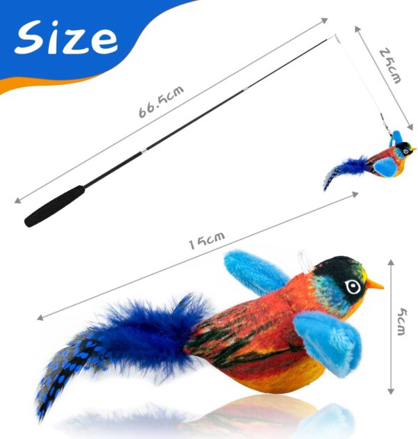 TOHDNC Cat Bird Toys with Cat Wand, Simulation Flying Birds Cat Toys Interactive with Feathers, Interactive Cat Toys for Indoor Kitty Kitten Exercise - Image 8
