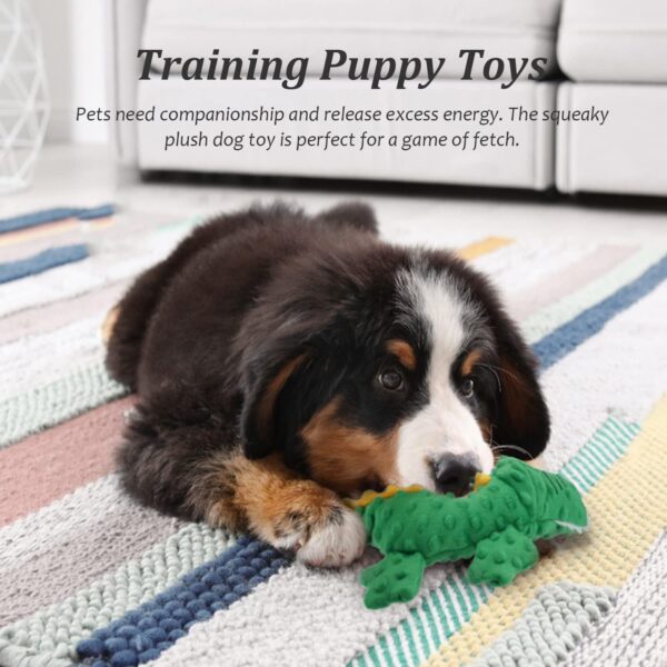 ZENVALY Dog Plush Toy, Interactive Squeaky Dog Toys, Soft Plush Pet Toy, Crocodile Toys for Puppy, Tough Chew Toys, Durable Dog Training Toys for Small and Medium Dogs, Blue - Image 5