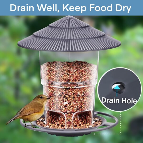WLLKOO Bird Feeders for Outdoors, 2 Pack Bird Feeder Outside Hanging, Adjustable Feeder with Sturdy Wire and Roof, Plastic Bird Feeder for Garden, Backyard, Terrace - Image 4