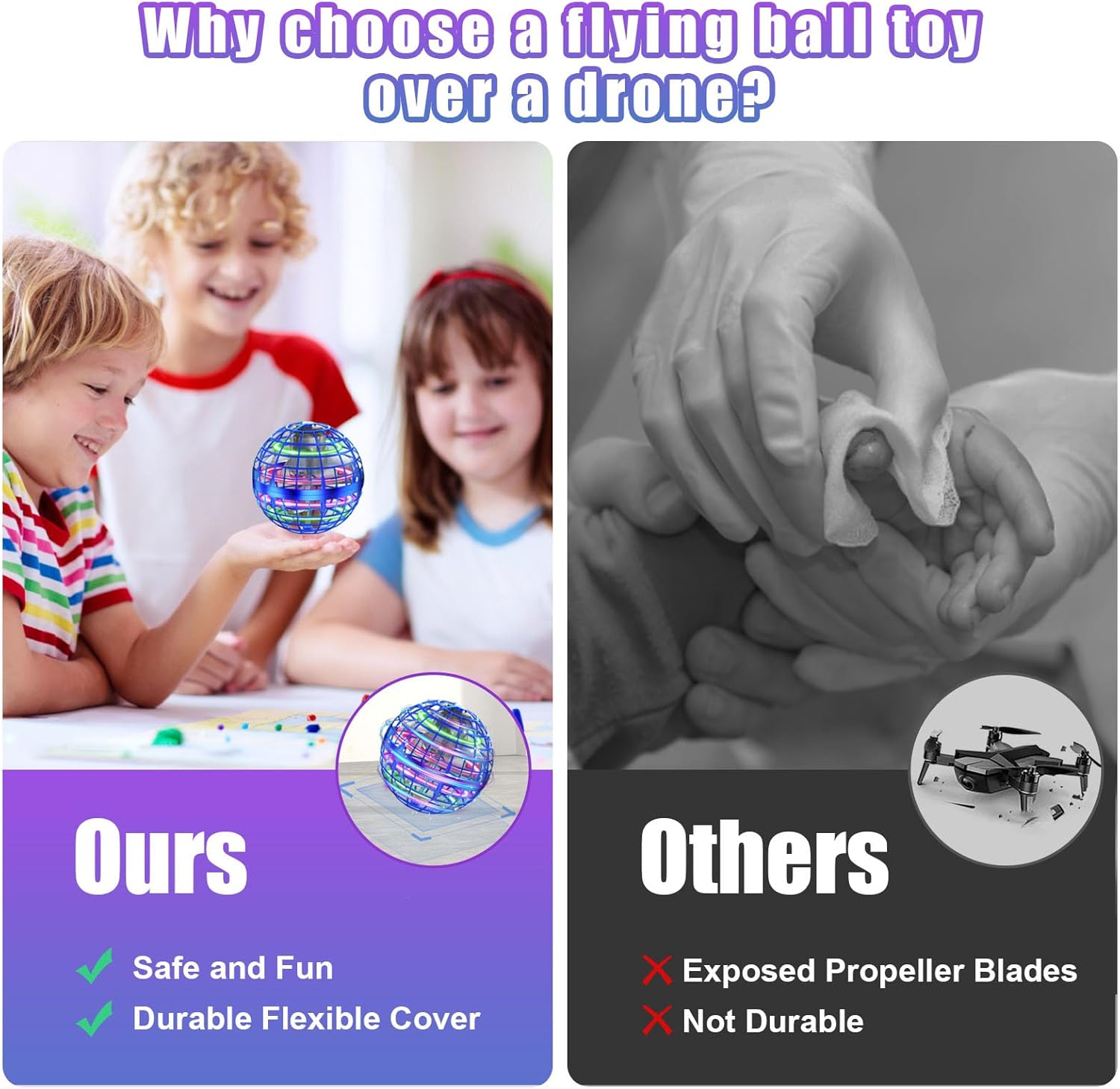XINHOME Flying Ball Orb Toys 2024,Hover Ball Pro Flying Spinner Toy, UFO RGB Cool Stuff Globe Orbi Magic Boomerang Hand Controller Mini Drone for 8 9 10 11 12 boys girls Kids (Blue) - Image 4