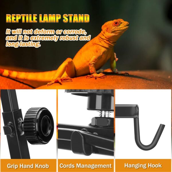 NEPTONION Reptile Domes Stand, Adjustable 17-37 Inch Heat Lamp Stand Fixture for Terrarium, Metal Basking Lamp Holder, Suitable for All Reptile Domes Lamp,XL Size - Image 5