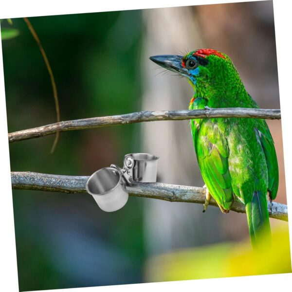 BELLIFFY 3pcs Parrot Feeder Bird Food Bowl for Cage Parrot Feeding Dish Bird Feeder Parakeet Feeder Food and Water Cups for Bird Perches Pet Feeder Reminder Parrot Feeding Cups Clamp - Image 4