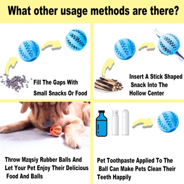 MZQSIY 2pcs Dog Treat Dispenser Ball Interactive Toy Ball,Dog Puzzle Toy Improve Pet Intelligence, And Enhance Dog Chewing Power Relieve Boredom,Clean Teeth (Small 6cm/2.35in, Blue Orange) - Image 5