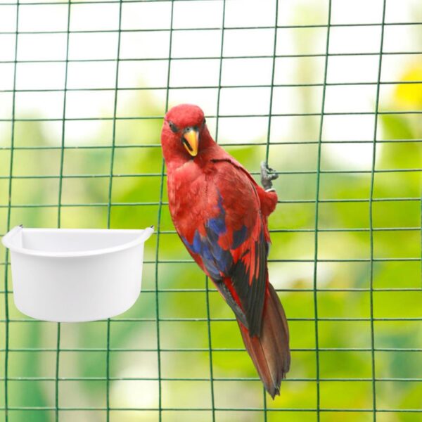 AOVNA Bird Feeding Dish D-shaped Plastic Bird Food Bowl with Hook Parrot Cage Feeder Water Bowl Bird Cage Feeder Cups (6) - Image 4