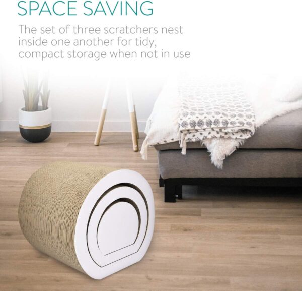 Navaris Cat Tunnel Scratcher Set (3-Pieces) - Corrugated Cardboard Paper Scratching Board Tubes and Roll Toy for Cats - Scratch, Lounge, Hide and Play - Image 3
