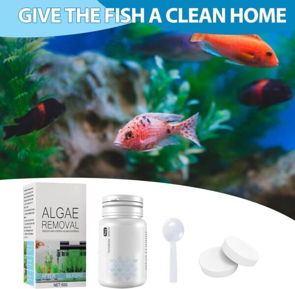 Algae Remover Aquarium,50g Fish Tank Cleaner Algaecide Tablets with Spoon,Clears Green Water,Safe for Fish and Plants,Efficient Aquatic Algae Treatment,Fish Tank Algae Remover for Ponds Fountains - Image 6