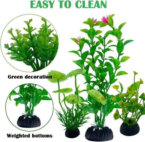 Vibury Fish Tank Aquatic Plants, 14 Pack Aquarium Plants Green Artificial Aquatic Plants, Fish Tank Decor, Aquarium Decor Plastic Plants - Image 4