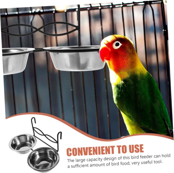 COSMEVIVI Bird Bowl Feeder Pet Supplies Bird Water Cup Clip Bird Food Feeder Multi-function Bird Cup Bird Feeding Bowl Parrot Food Feeder Bird Bowls for Cage Bird Food Holder Stainless Steel - Image 2