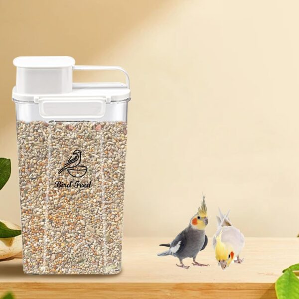 Ctomche Pet Food Storage Container,Airtight Bird Seed Storage Container Bird Food Storage Dispenser with Pour Spout and Handle,BPA Free Plastic Transparent Leakproof Seed Storage Container,3L - Image 5