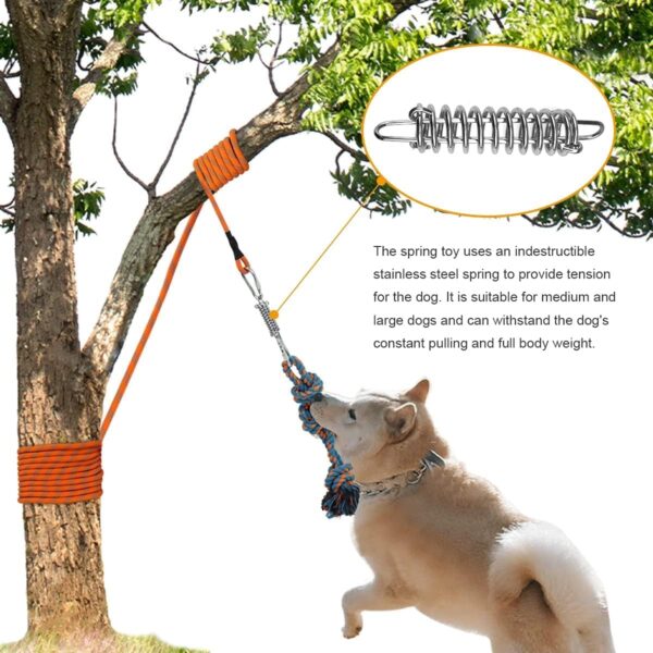 Spring Pole Dog Rope Toys, Interactive Dog Tug Toy with Dog Rope Toys and a Big Spring Pole Kit, for Small to Large Dogs, for Tug of War, Bite Training,Outdoor Hanging Exercise - Image 5