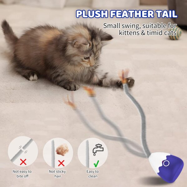lifefav Cat Toys for Indoor Cats, Electronic Interactive Cat Toys, Upgraded Automatic Plush & Silicone Tail Teaser Toy 2 in 1 Cat Wand Toy, Rechargeable Exercise Toy for Kitten (Blue) - Image 3