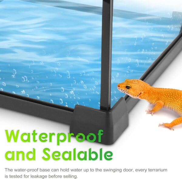 NEPTONION Mini Reptile Glass Terrarium 8"x8"x12" Durable Reptile Habitat Tank with Heat Resistant Aluminum Alloy Frame, Single Swinging Doors for no Jam by Sand and Other Debris - Image 4