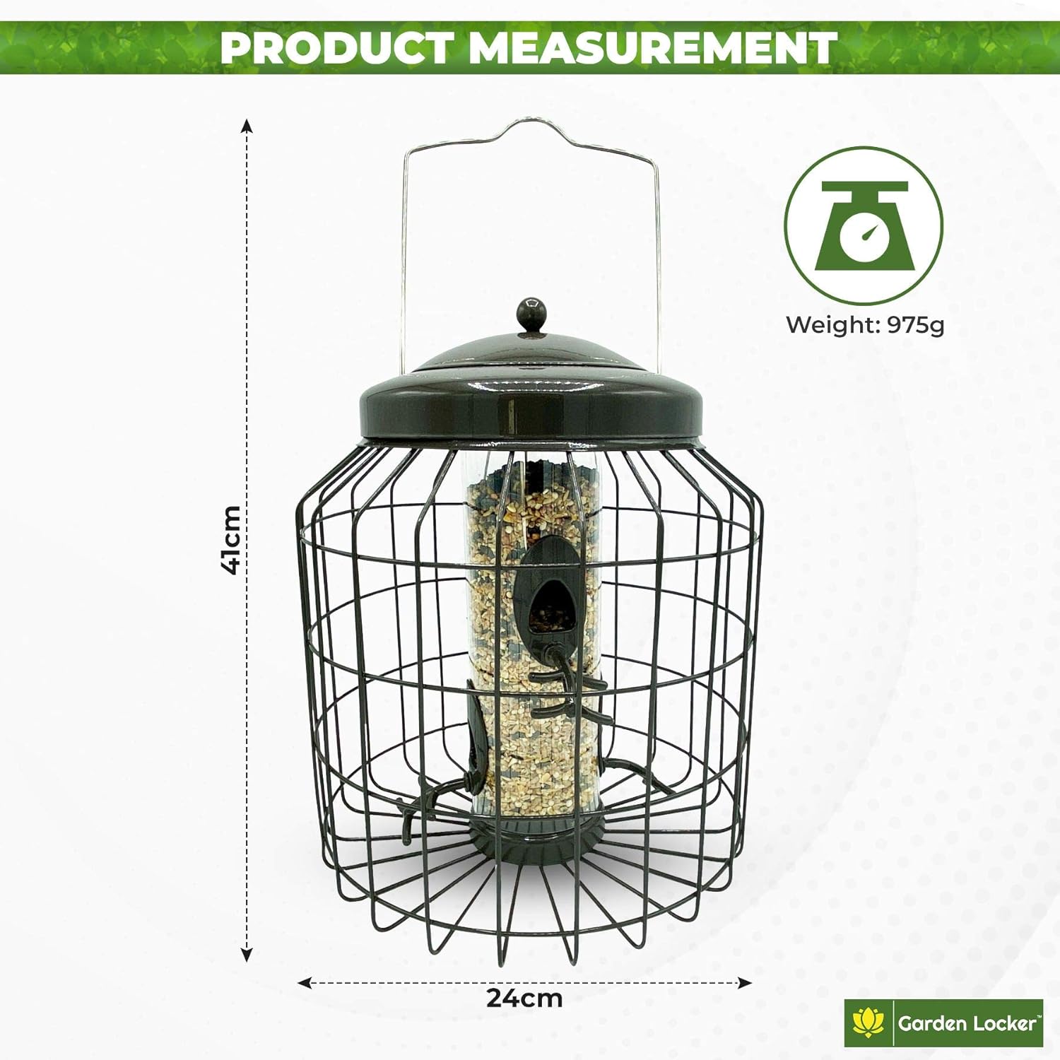 Large Heavy Duty Squirrel Proof Bird Feeder for Wild Seed Feed Mix Outdoor Garden use - Mocha Brown - with Strong Galvanised Metal Cage to Deter Squirrels & Large Birds - Image 3