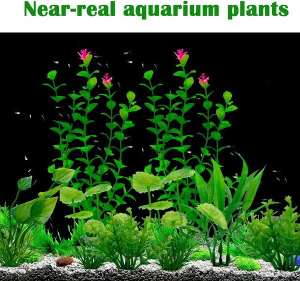 Vibury Fish Tank Aquatic Plants, 14 Pack Aquarium Plants Green Artificial Aquatic Plants, Fish Tank Decor, Aquarium Decor Plastic Plants - Image 5