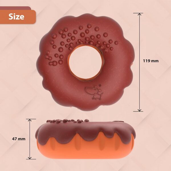 PetBuds Indestructible Dog Toys - Interactive Dog Toys For Boredom - Doughnut Shape Treat Dispenser Dog Toy and Chew Toys For Dogs - 2 in 1 Dog Treat Toy and Dog Chew Toys. (Fleshy Brown, Doughnut) - Image 6