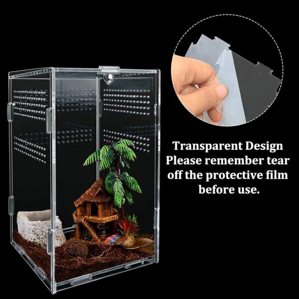 yingd Terrarium Kit, Reptile Breeding Box, Stick Insect Enclosure, Tarantula Enclosure, Transparent Reptile Feeding Box for Spide, Lizard, Scorpion, Mantis, Geckos, Beetle, Crickets (12x12x20cm) - Image 3