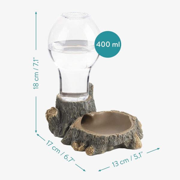 Navaris Reptile Water Dispenser - 400ml Realistic Tortoise Accessories - Large Water Bowl Dish - Bowls for Reptiles & Amphibians - Image 5