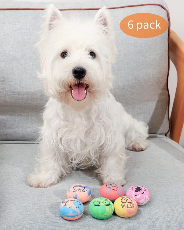 SCHITEC Squeaky Dog Toys, [6 Pack] Interactive Latex Rubber Squeak Ball Toy, Soft Fetch Play Balls for Puppy Small Dogs - Image 5