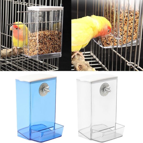 Bird Feeding Box Dustproof Food Dispenser AntiSplash Parrots Food Feeding Birds Cage Screw Feeder Clear Food Container - Image 2