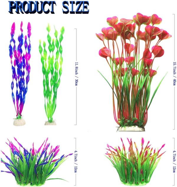 QIODAZOO Fish Tank Plants Artificial, 7 PCS Fish Artificial Aquatic Plants in Plastic Large Aquarium Decorations, Aquarium Vivid Plants Ornaments Colorful - Image 3