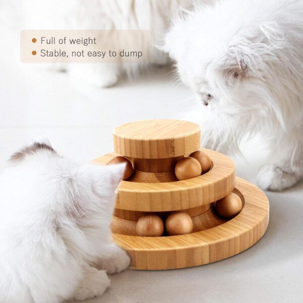 Gelrova Cat Toy Roller Exerciser Fun Cat Toy Indoor Pet Interactive Toy Bamboo Cat Ball Toy with Double Layer Rail, Teaser Cat Ball Toy for Kitten Puppy etc，2-layer track(Bamboo) - Image 4