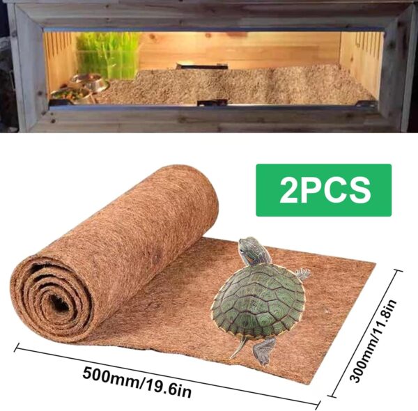 Midyrrg 2 Rolls Reptile Carpet Coconut Fiber Bearded Dragon Substrates Snake Tortoise Bedding Matting Tortoise Substrate Pet Terrarium Liner for Reptiles, Lizards, Anoles, Turtles (50x30cm) - Image 2
