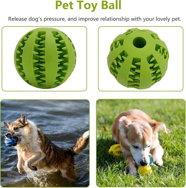 Dog Toy Ball,3Pcs Pets Dog Treat Toy Ball,Durable Dog Puzzle Teething Toys,Interactive Dog Toys,for Small Dogs Teeth Cleaning/Chewing/Playing/Dispensing Training Ball(5cm,3Colors) - Image 4