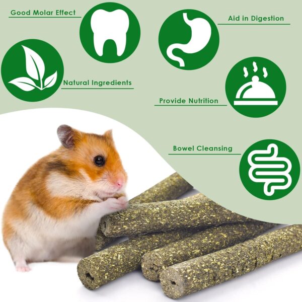ERKOON 38 Pcs Timothy Grass Chew Sticks, Bunny Chew Toys for Teeth, Natural Timothy Hay Sticks Chinchilla Chew Toy for Rabbits, Guinea Pigs, Gerbil, Hamster - Image 4