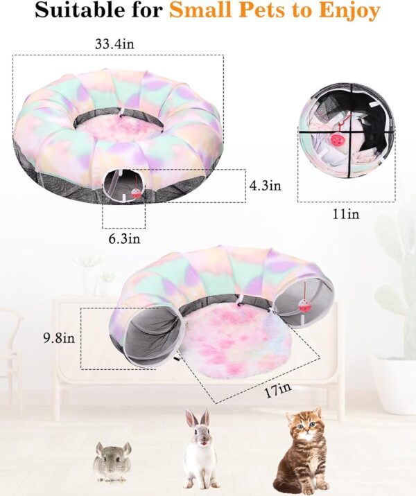 Pawaboo Cat Tunnel with Cat Bed for Indoor Cats, Cat Tube Collapsible Playground Toys, Interactive Cat Cave Hideout Foldable Indoor Toys for Small Medium Large Cat, Puppy, Rabbit, Ferret - Image 7