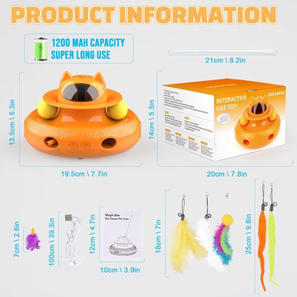 Dreamon 4 in 1 Interactive Cat Toys for Indoor Cats Adult - Upgrade USB Rechargeable Automatic Cat Feather Toy Kitten Toys Gift for Pets Cats - Image 7