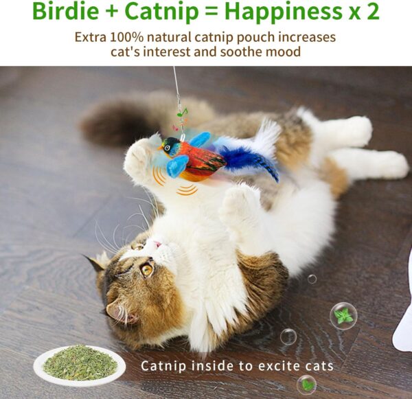 TOHDNC Cat Bird Toys with Cat Wand, Simulation Flying Birds Cat Toys Interactive with Feathers, Interactive Cat Toys for Indoor Kitty Kitten Exercise - Image 5