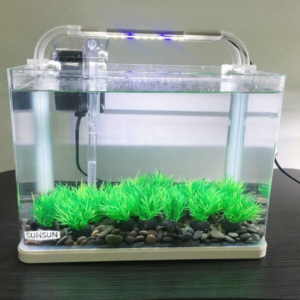 Smoothedo-Pets Aquarium Plants Fish Tank Decorations 20pcs Small Size/1inch Tall Plastic Artificial Plant Goldfish Waterscape Fish Hides Mini Grass Set (Green-C) - Image 4