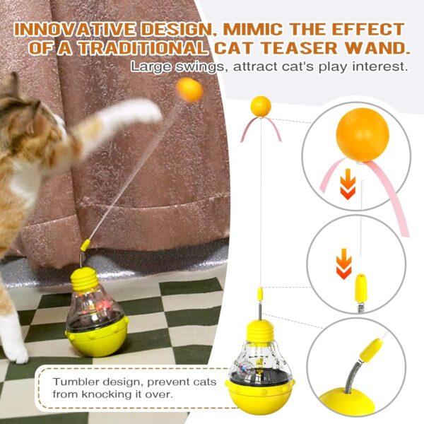 YUDANSI Interactive Cat Toys Combining Teaser Wand, Glowing Ball | Engaging Tumbler Design Toys for Indoor Cats Exercise and Boredom Relief | Gift for Cat - Image 3
