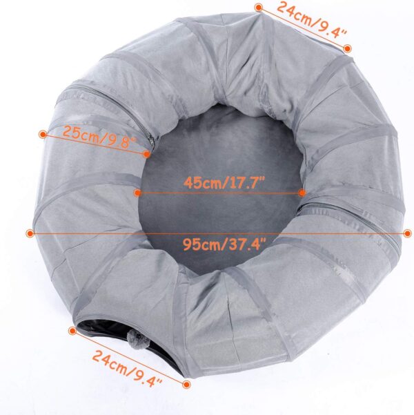PAWZ Road Cat Tunnel Bed with Central Mat and Peek Hole Cat Bed with Cat Toy Hanging Balls -Tunnel Bed - Image 5