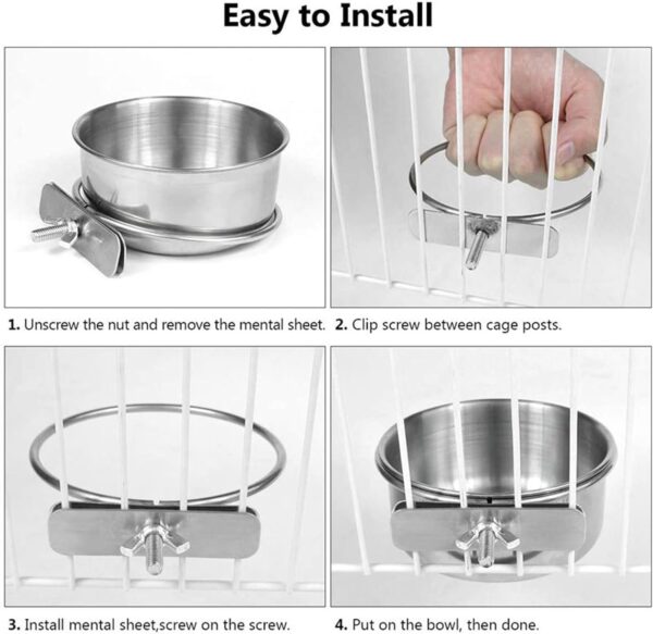 Bird Feeding Cups Stainless Steel Parrot Cage Stand Bird Feeder Box Parrot Cups Bowls Container For Food Water Feeding - Image 8