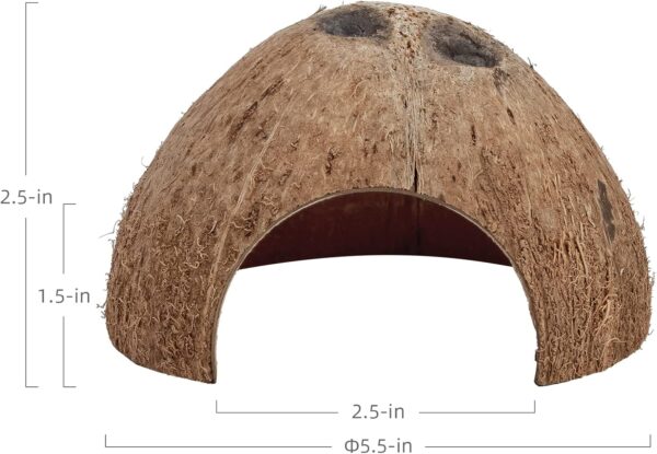 Niteangel 2 Pack Natural Coconut Reptile Hideouts, Lizard, Spider and Aquarium Fish Hide Cave (Natural Surface) - Image 6