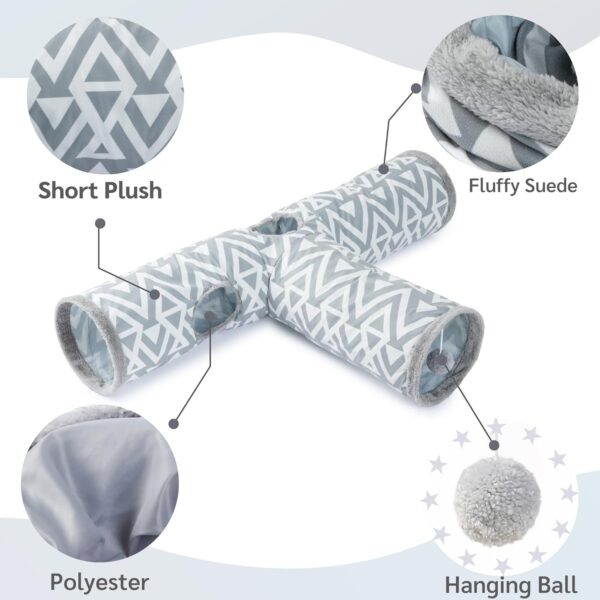 JanYoo Cat Tunnel Bunny Tunnel 3 Way Collapsible Cat Tunnels for Indoor Cats Pet Toy Cat Tube Rabbit Hideout Guinea Pig Ferret Kitty Tunnels - Image 2