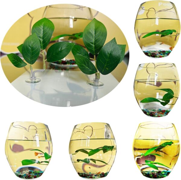 Fish Leaf Pad Betta Bed Leaf Tank Accessories Aquarium Décor Simulat Adjustable Plastic Green Plants Natural Habitat Play Spawn Breed Rest with Suction Cup Multi Leaf Design (2 PCS) - Image 2
