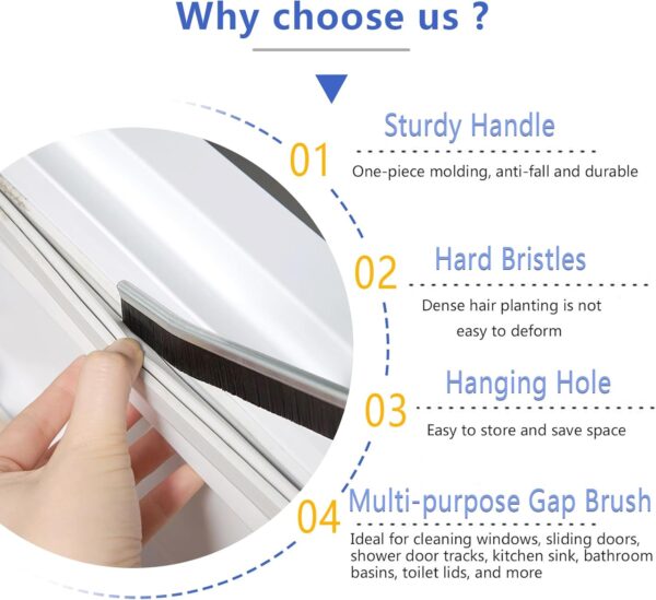Crevice Cleaning Brush,3Pcs Bathroom Toilet Tile Door Window Groove Car Various Gap Cleaning Brush,Hard Bristle Scrubbing Narrow Crevice Cleaning Pro Tool,Small Cleaning Brush for Home Kitchen - Image 3